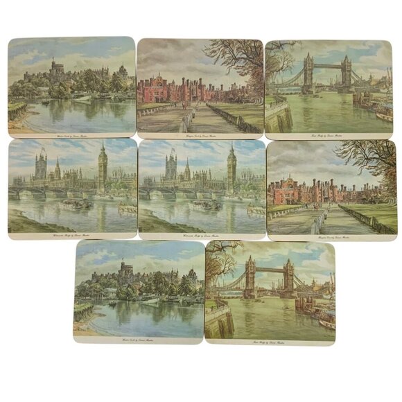 Vintage Clover Leaf Placemats Set of 8 English Landmarks by Dennis Flanders - Picture 1 of 6